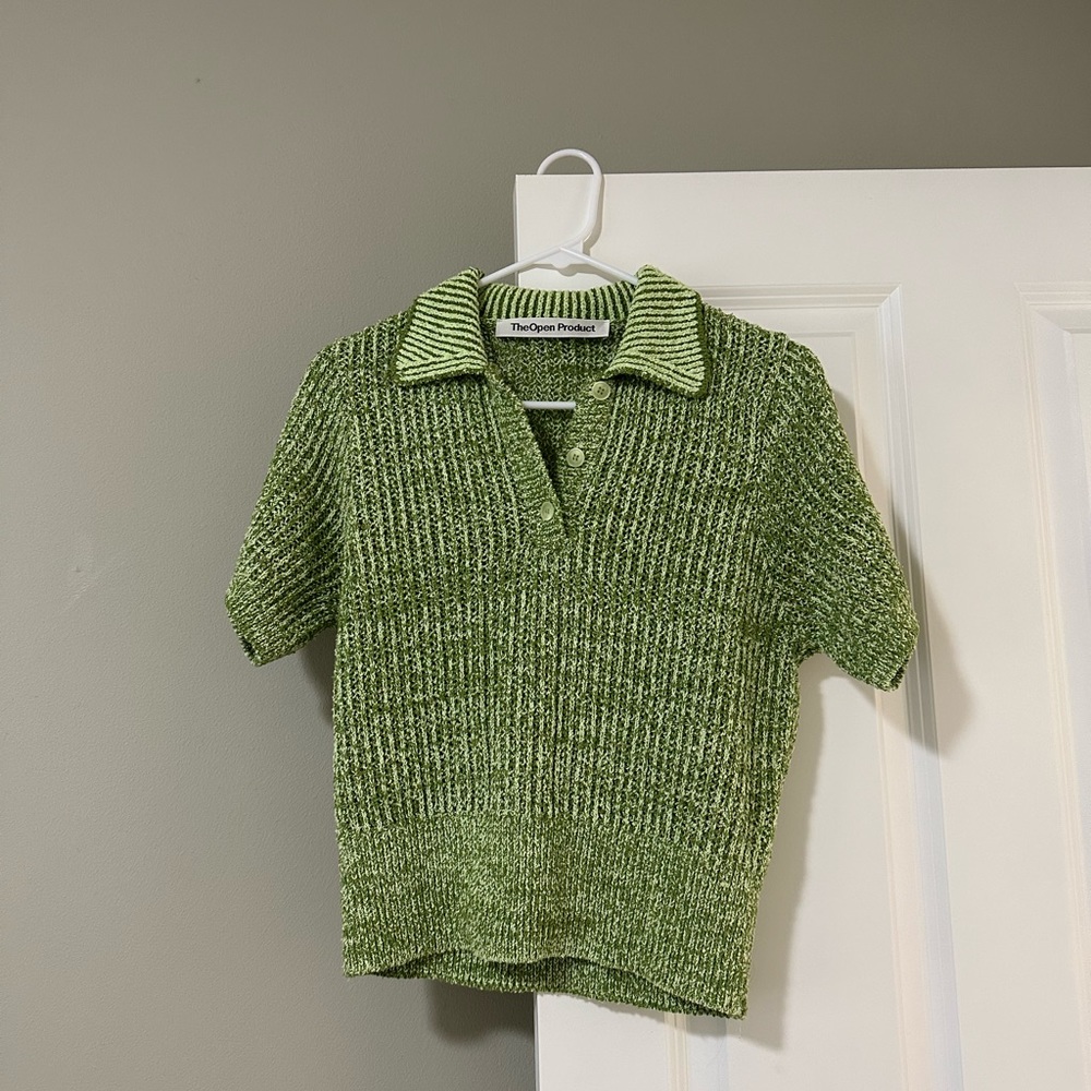 TheOpenProduct metallic polo sweater in Green! New!
